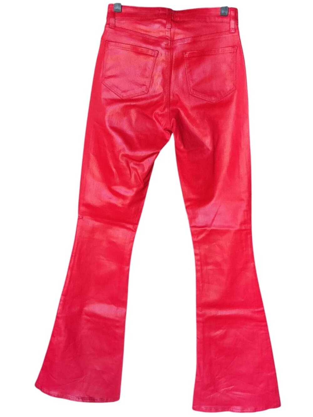 L'AGENCE Marty Coated Flare Jeans Tango Red High Rise Denim Size 26 New - Picture 10 of 14